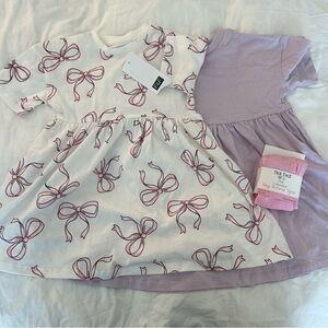 F&F Toddler Dresses with Leggings Pink and White Bows Size 2 - 3 Years